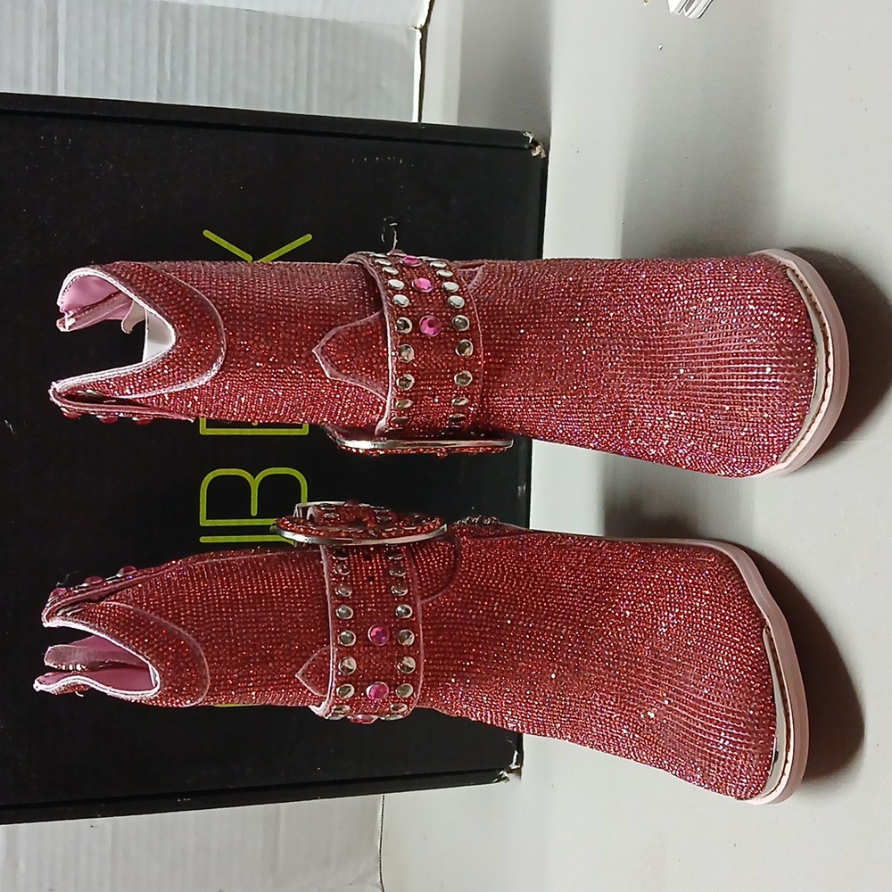 Dolls Kill Club Exx Sharp Sheriff Shine Pink Rhinestone Bling Cowboy Boots Sz 6